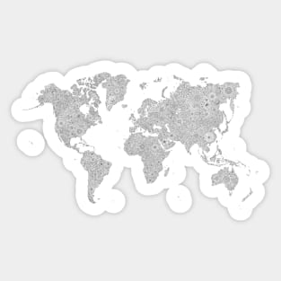 Flowers World Map, Floral Map of the World Sticker